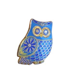 🥳 $5 Bundle Item VTG Hallmark Owl Blue Cloisonné Gold-Tone Figural Brooch Pin
